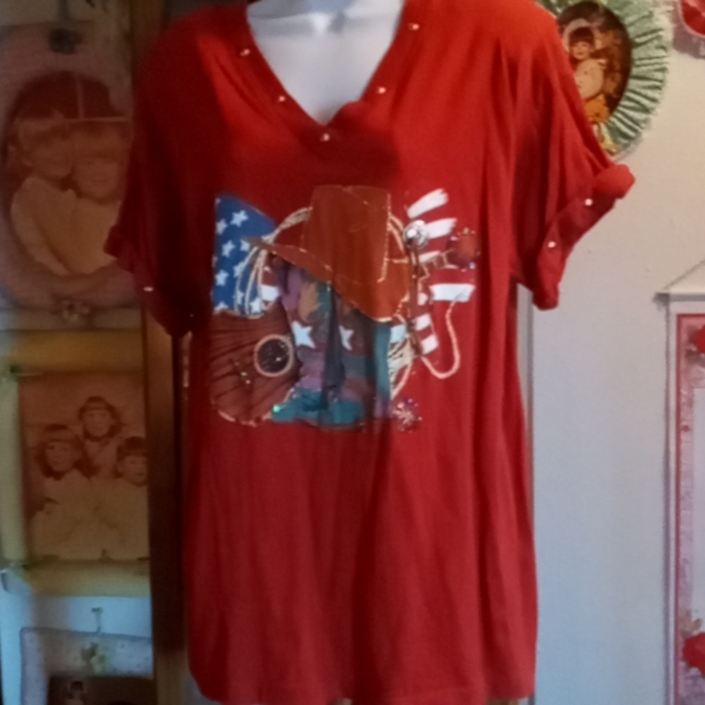 Vintage 90s, Fancy, Western Style, Tshirt with BLING❤️